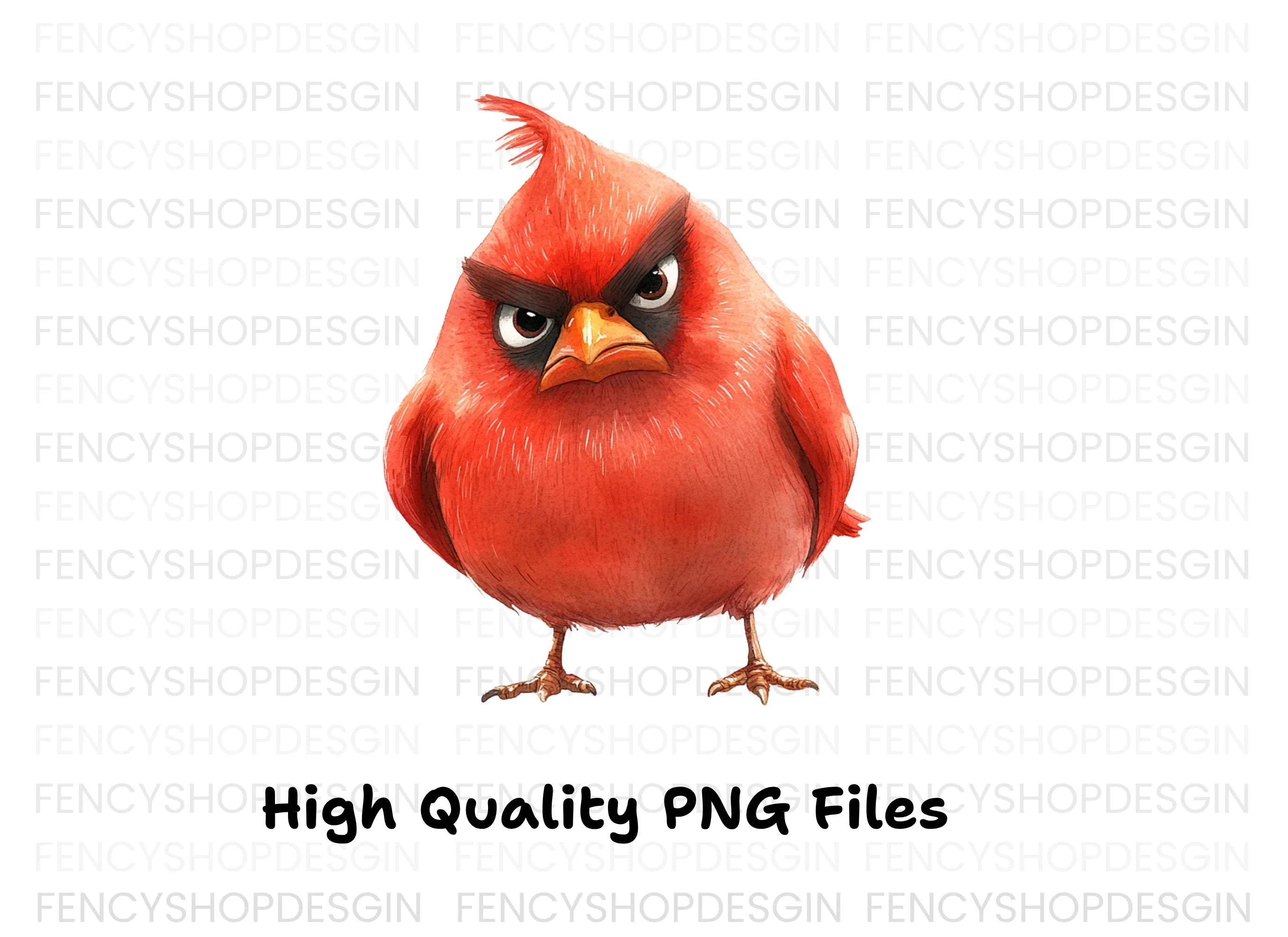 Angry Red Cardinal Bird Clipart Bundle