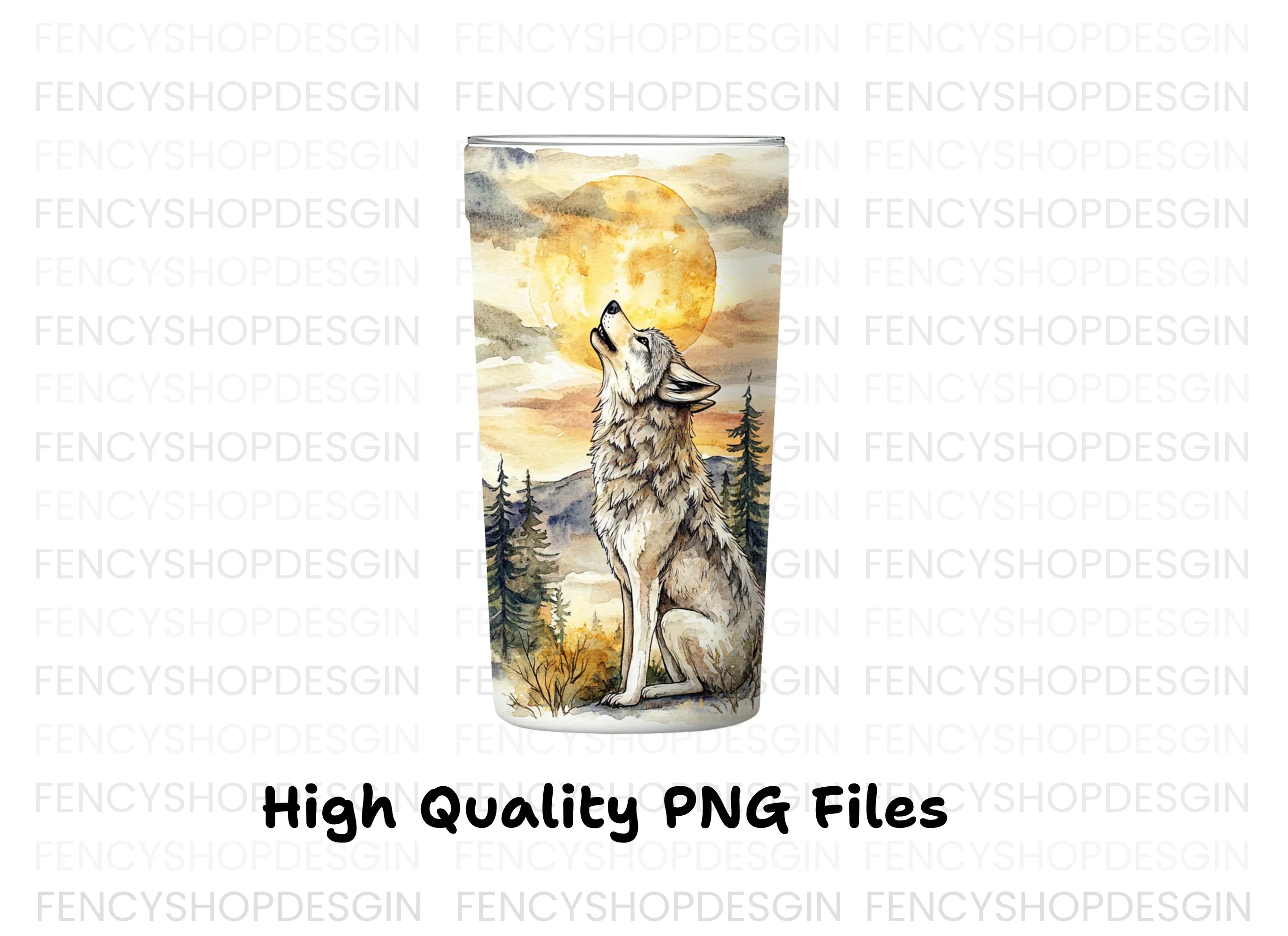 Wolf Howling at Moon Clipart Bundle