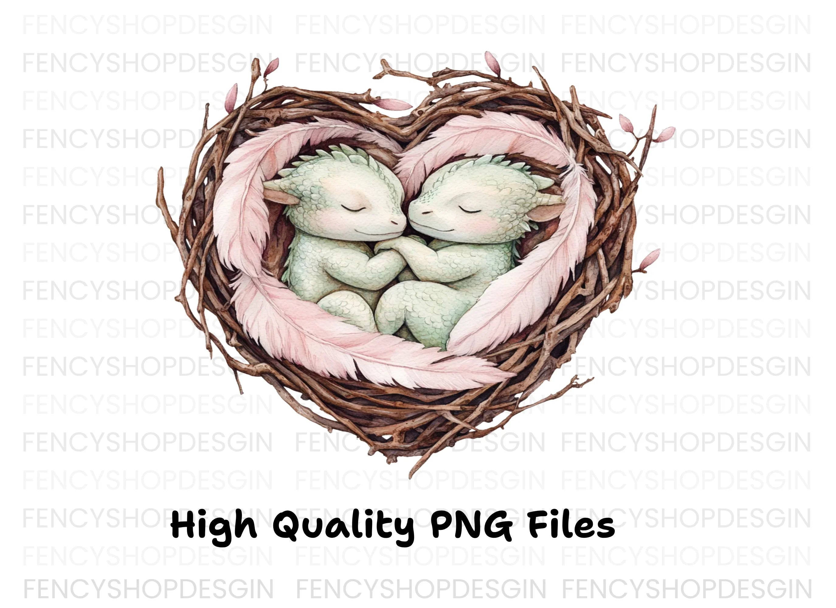 Cute Baby Dragon Nests Clipart Bundle
