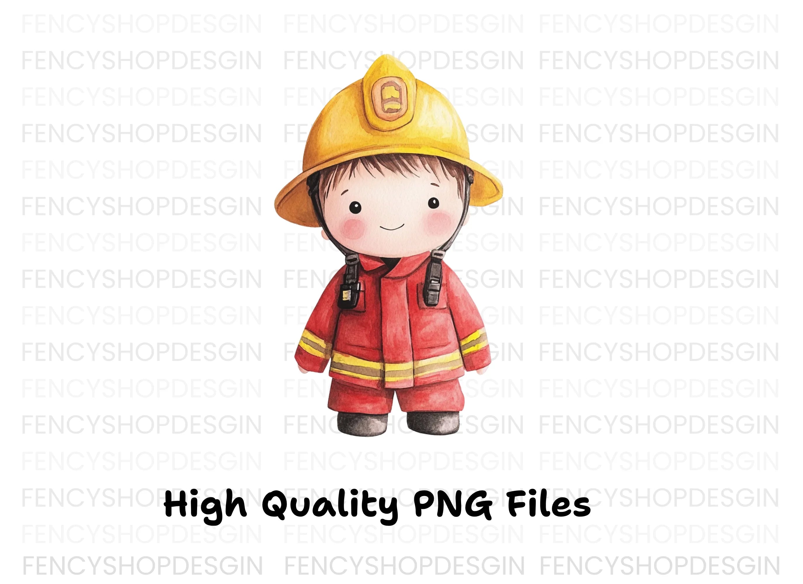 Cute Firefighter Kids Clipart Bundle