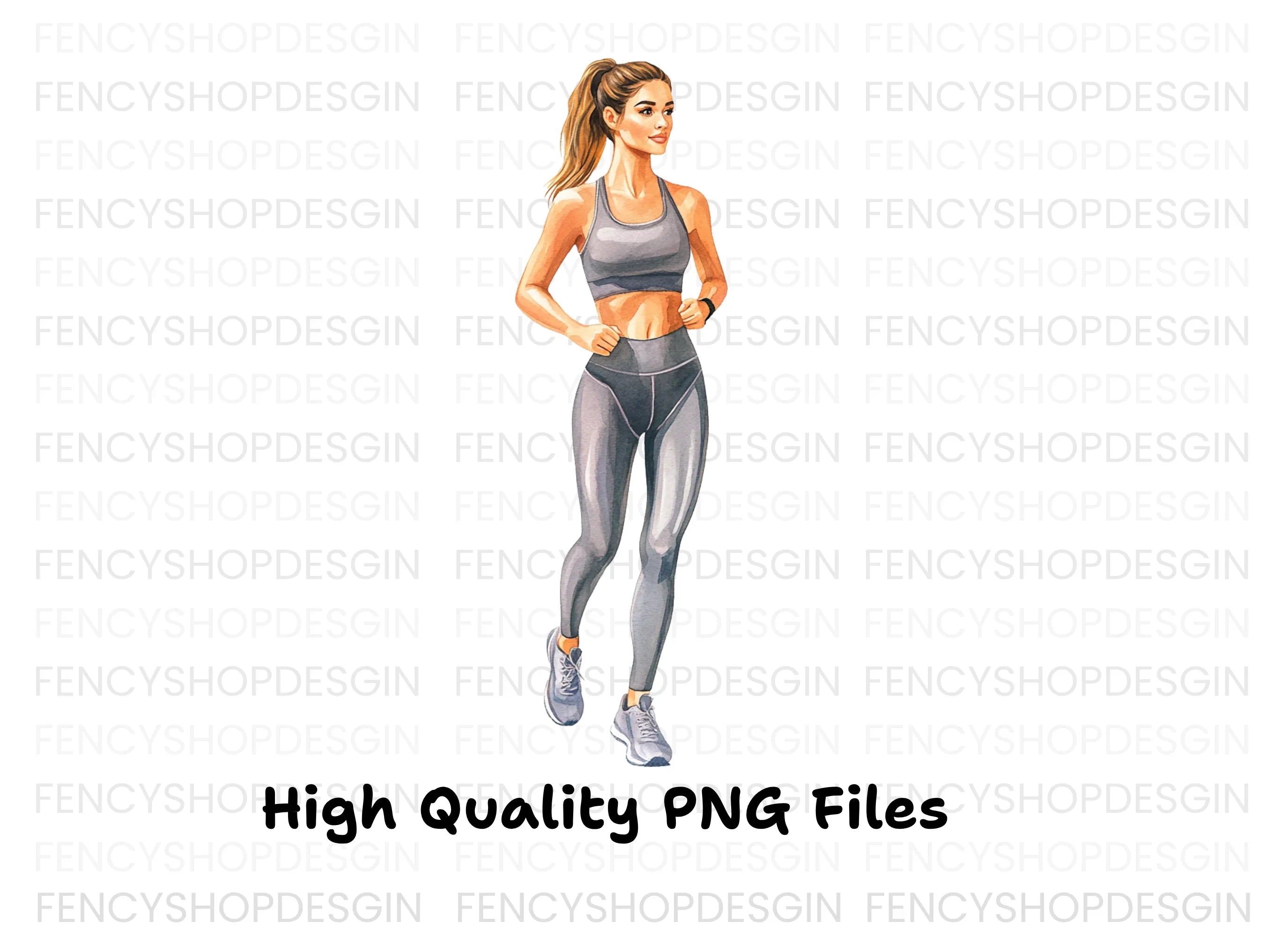 Female Runner Athletic Woman Clipart Bundle