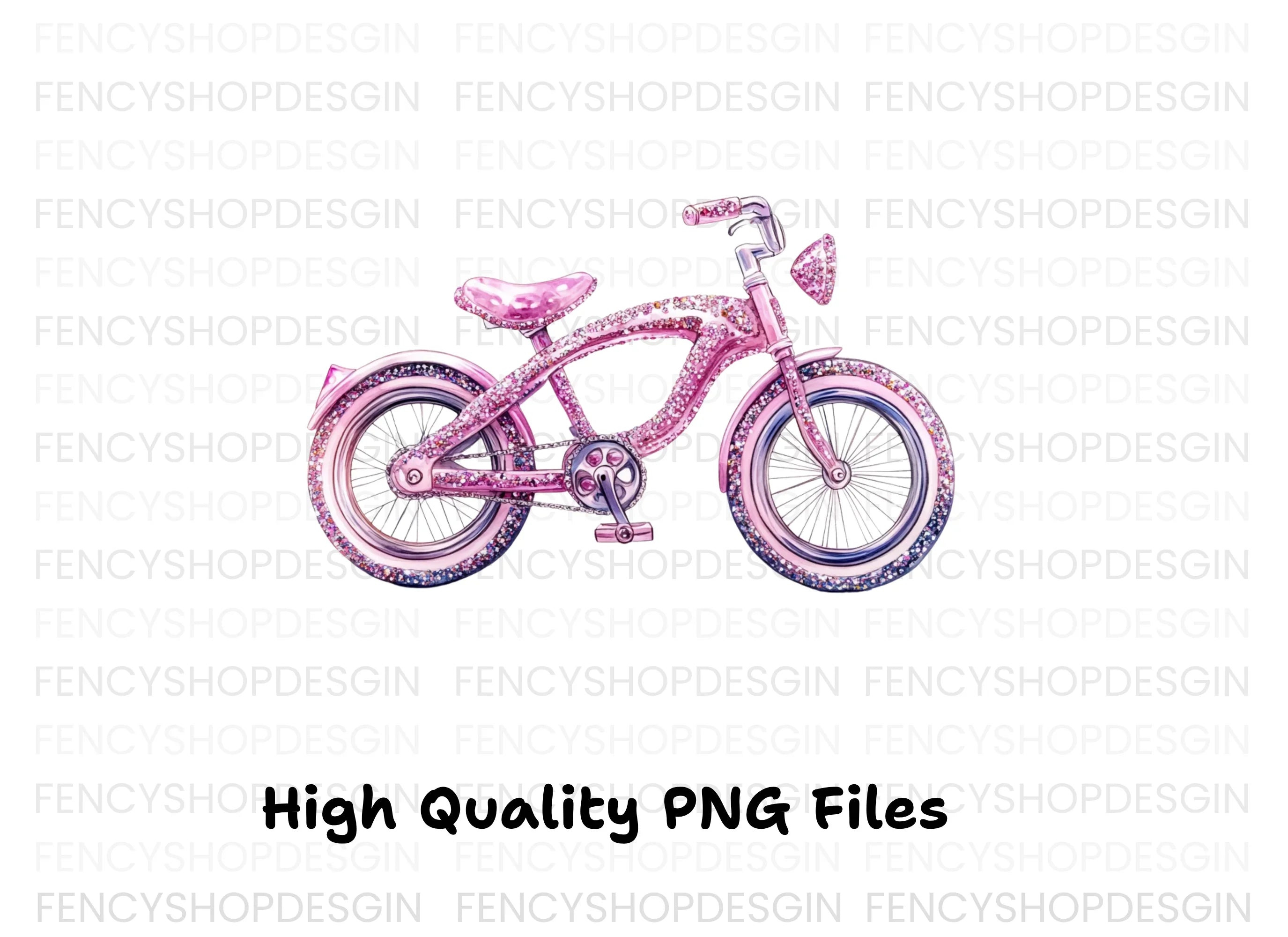 Sparkling Pink Bicycle Clipart Bundle