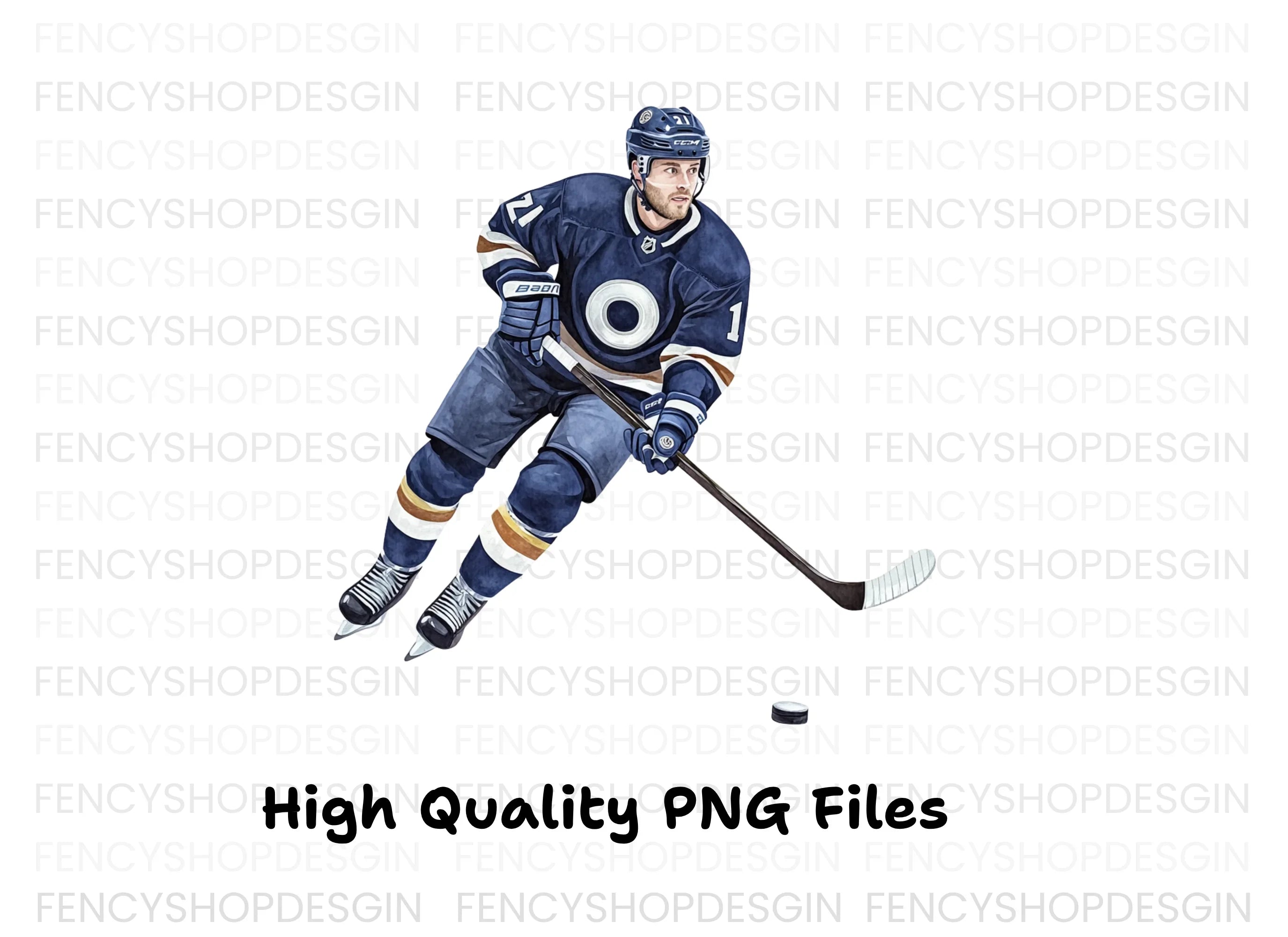 Dynamic Blue Hockey Players Clipart Bundle