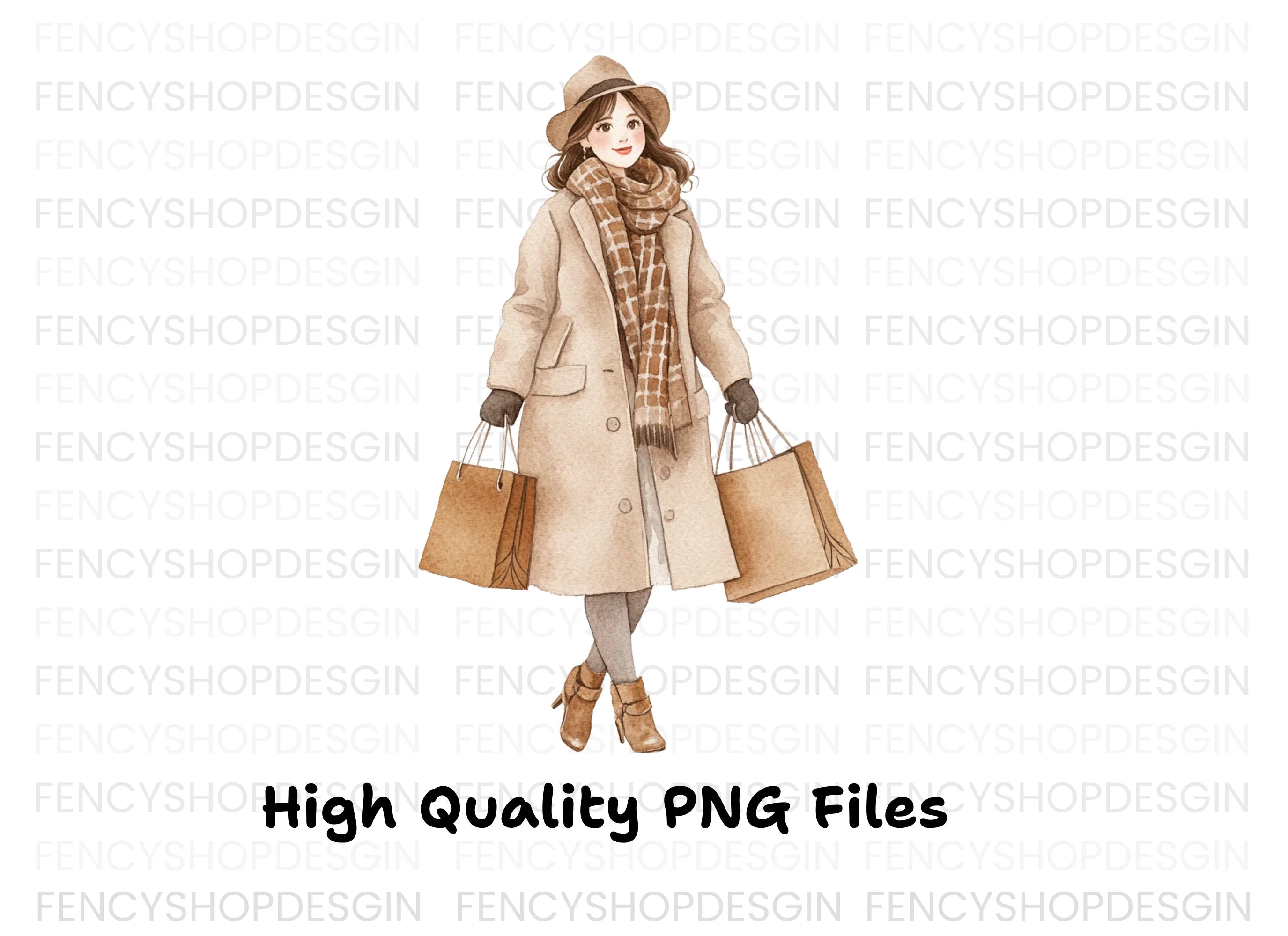 Autumn Winter Shopping Girls Clipart Bundle