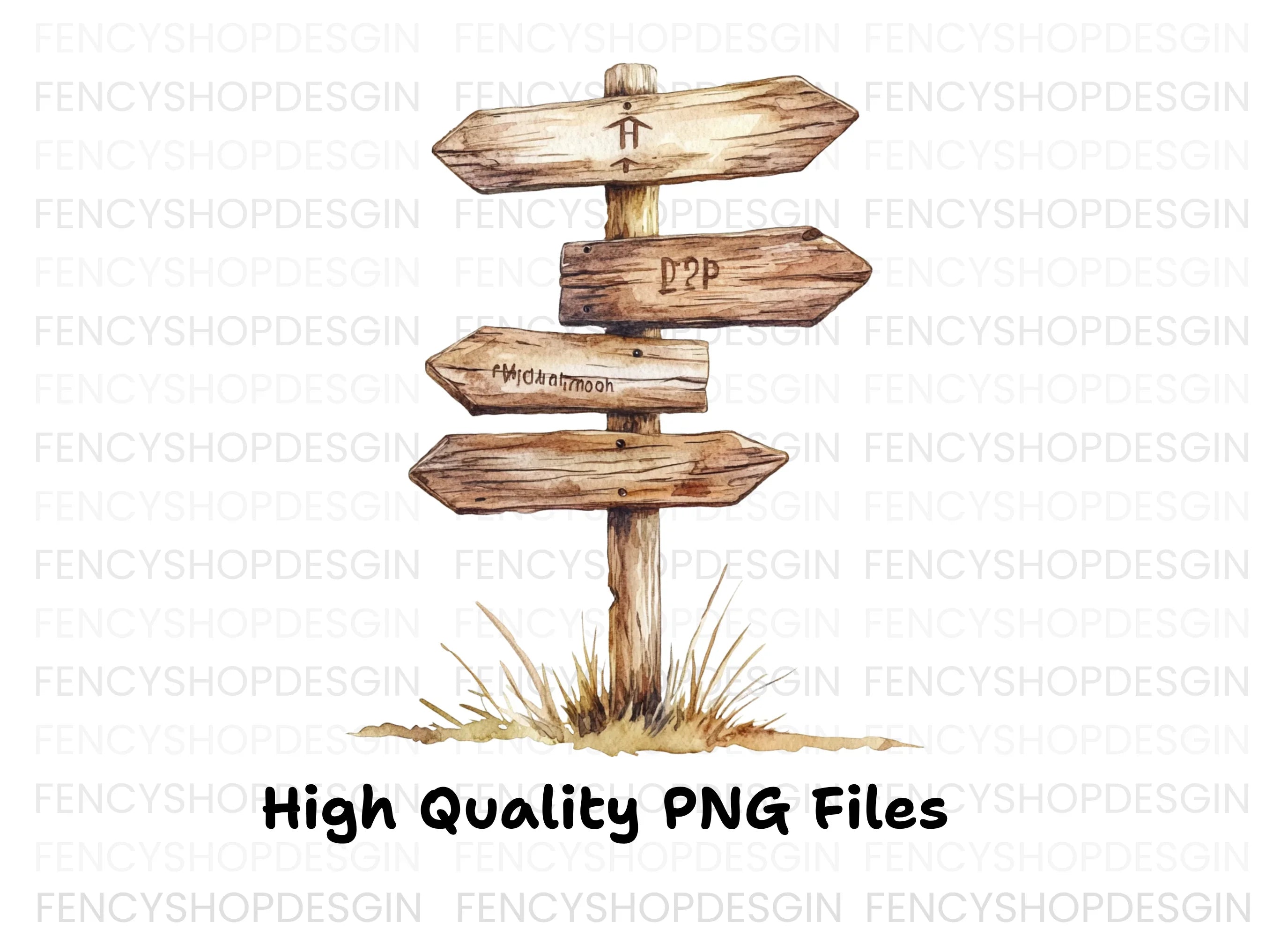 Rustic Wooden Signpost Clipart Bundle
