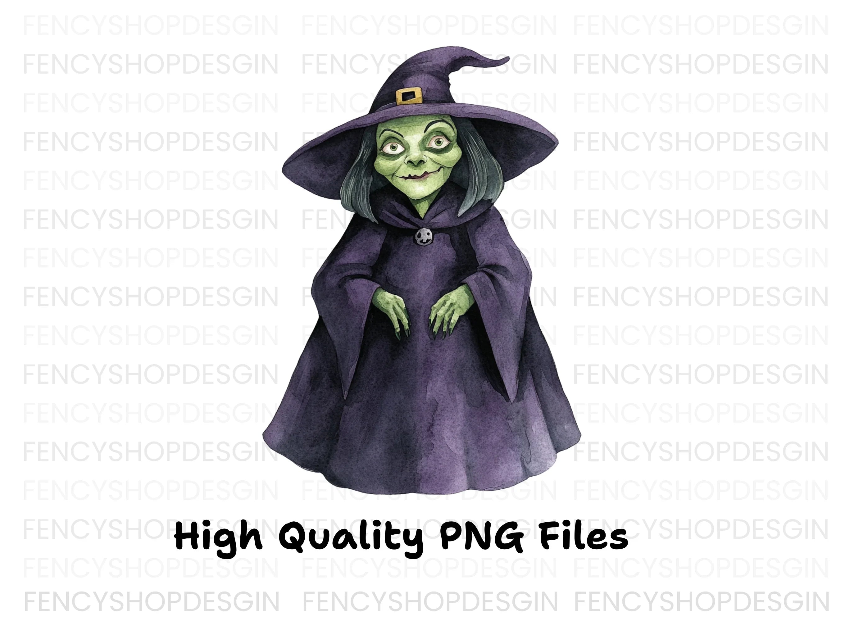 Green Skinned Witch Halloween Clipart Bundle