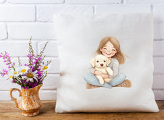 Cute Girl with Puppy Clipart Bundle - CraftNest - Digital Crafting and Art