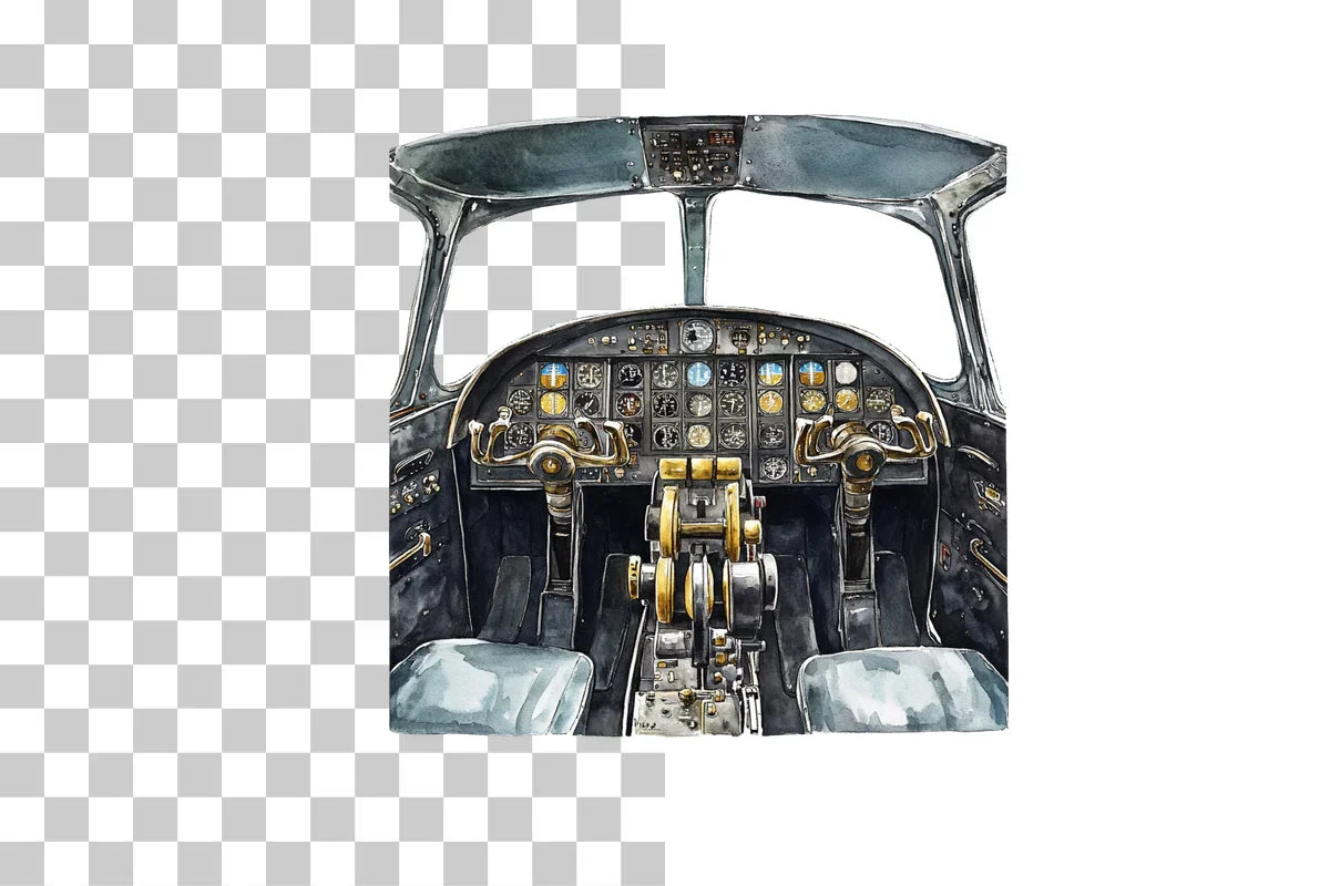 Vintage Airplane Cockpit Clipart Bundle - CraftNest - Digital Crafting and Art