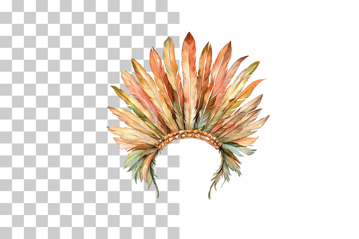 Tribal Feather Headdress Clipart Bundle