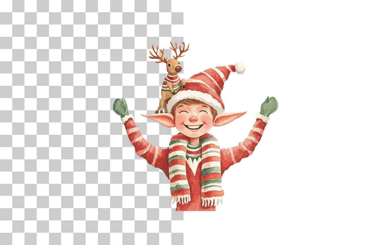 Festive Christmas Elf Reindeer Clipart Bundle - CraftNest - Digital Crafting and Art
