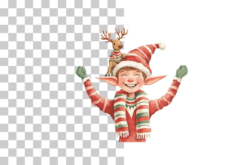 Festive Christmas Elf Reindeer Clipart Bundle - CraftNest - Digital Crafting and Art