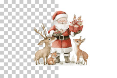 Woodland Animal with Santa Clipart Bundle - CraftNest - Digital Crafting and Art