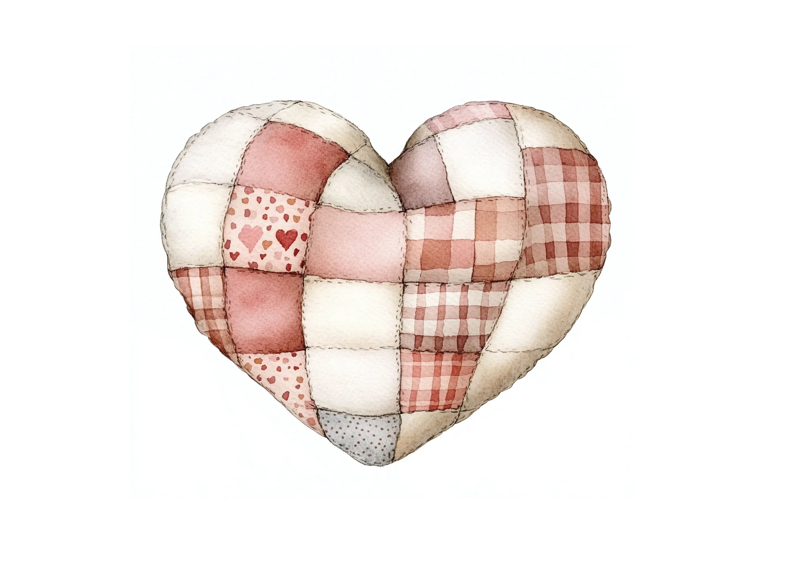 Colorful Patchwork Heart Clipart Bundle