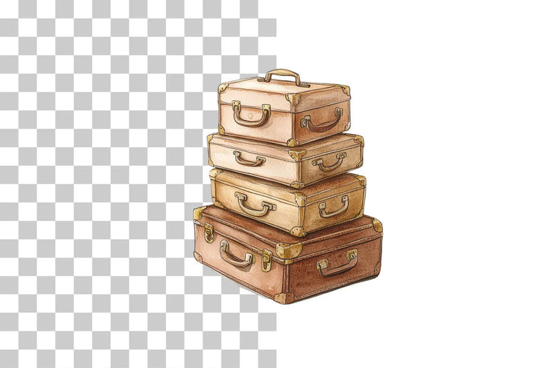 Stacked Vintage Suitcases Clipart Bundle - CraftNest - Digital Crafting and Art