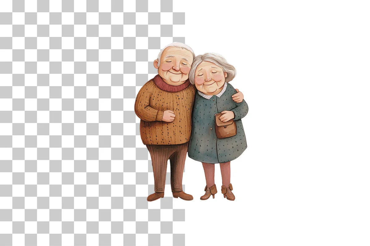 Elderly Couple in Love Clipart Bundle - CraftNest - Digital Crafting and Art