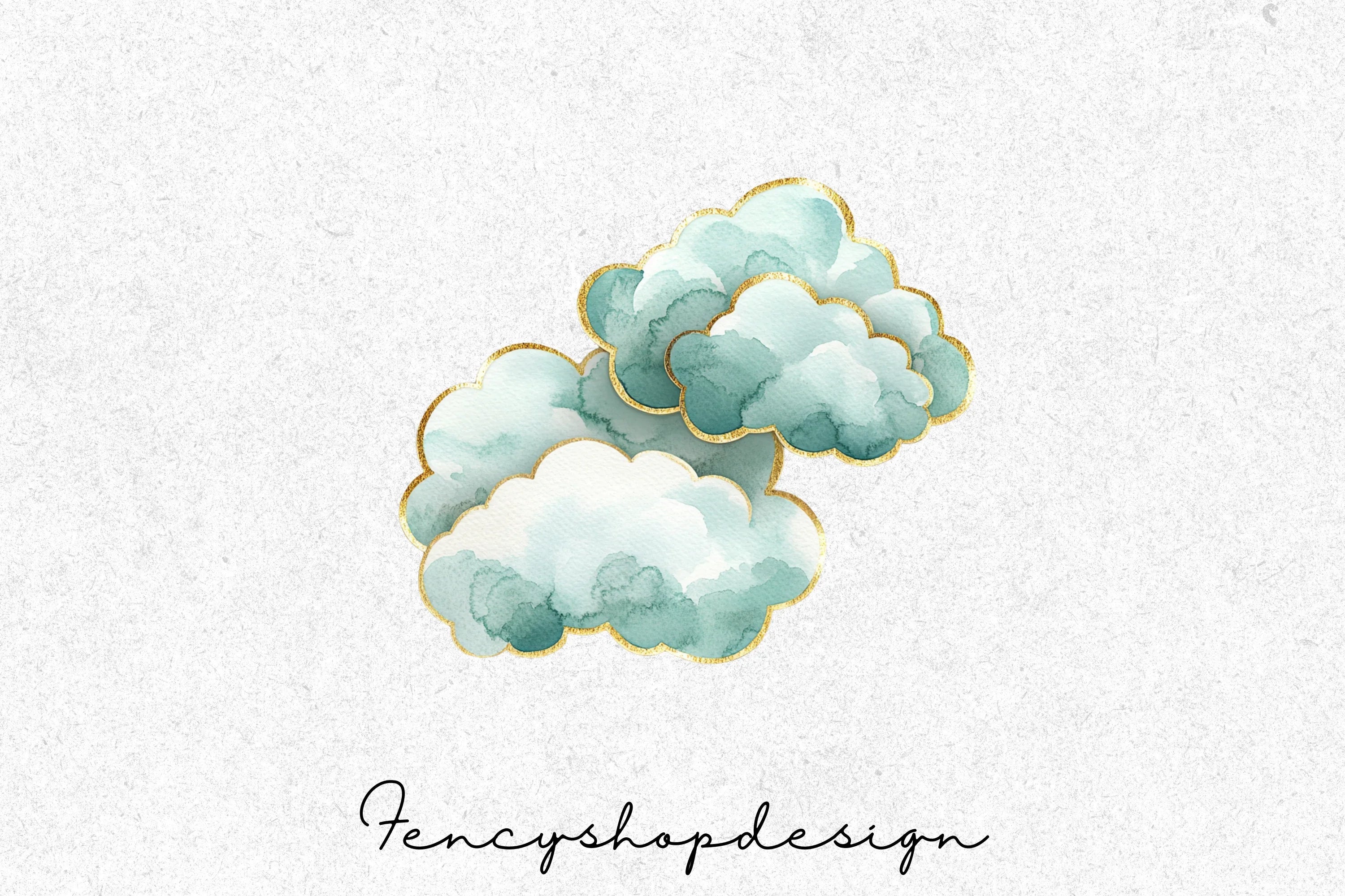 Abstract Gold Clouds Clipart Bundle