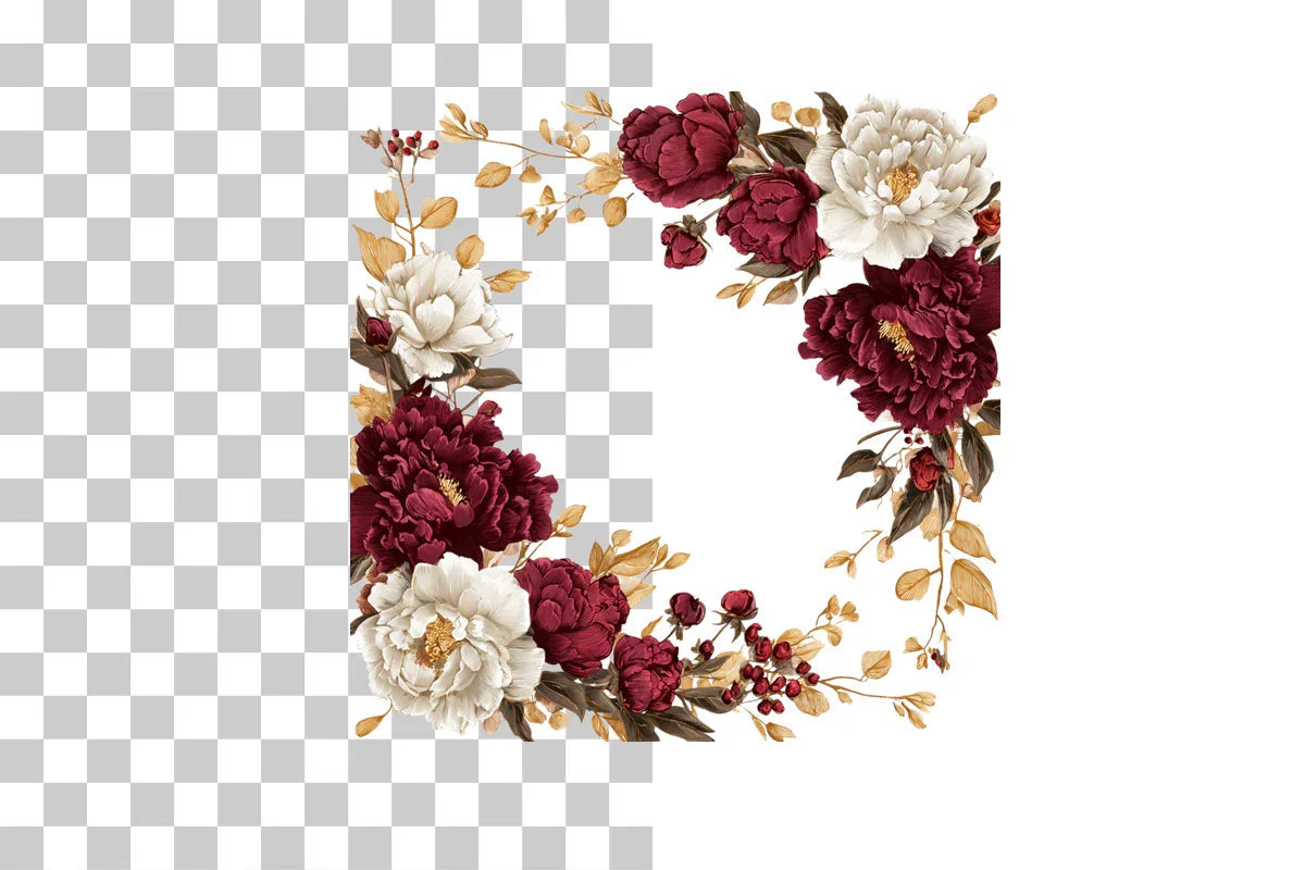 Burgundy Floral Clipart Bundle - CraftNest - Digital Crafting and Art