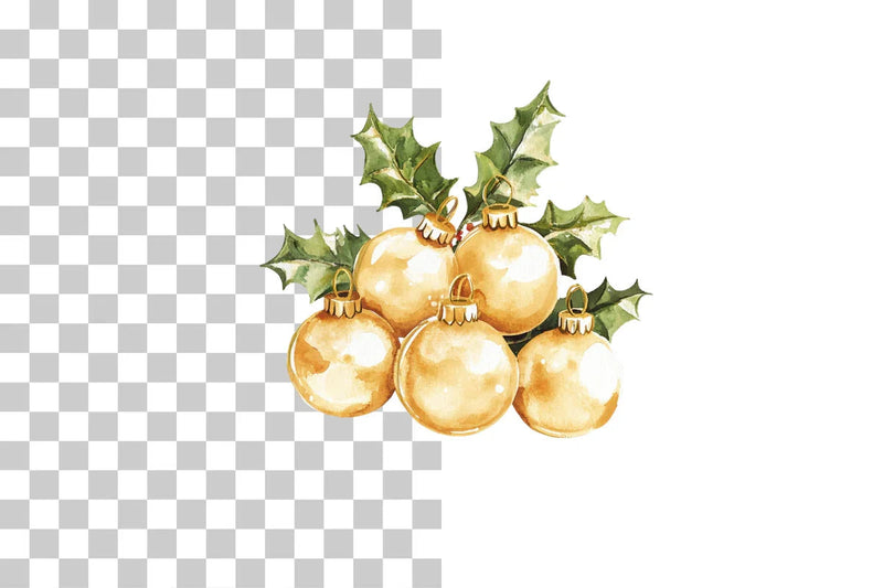 Golden Christmas Ornaments Clipart Bundle - CraftNest - Digital Crafting and Art