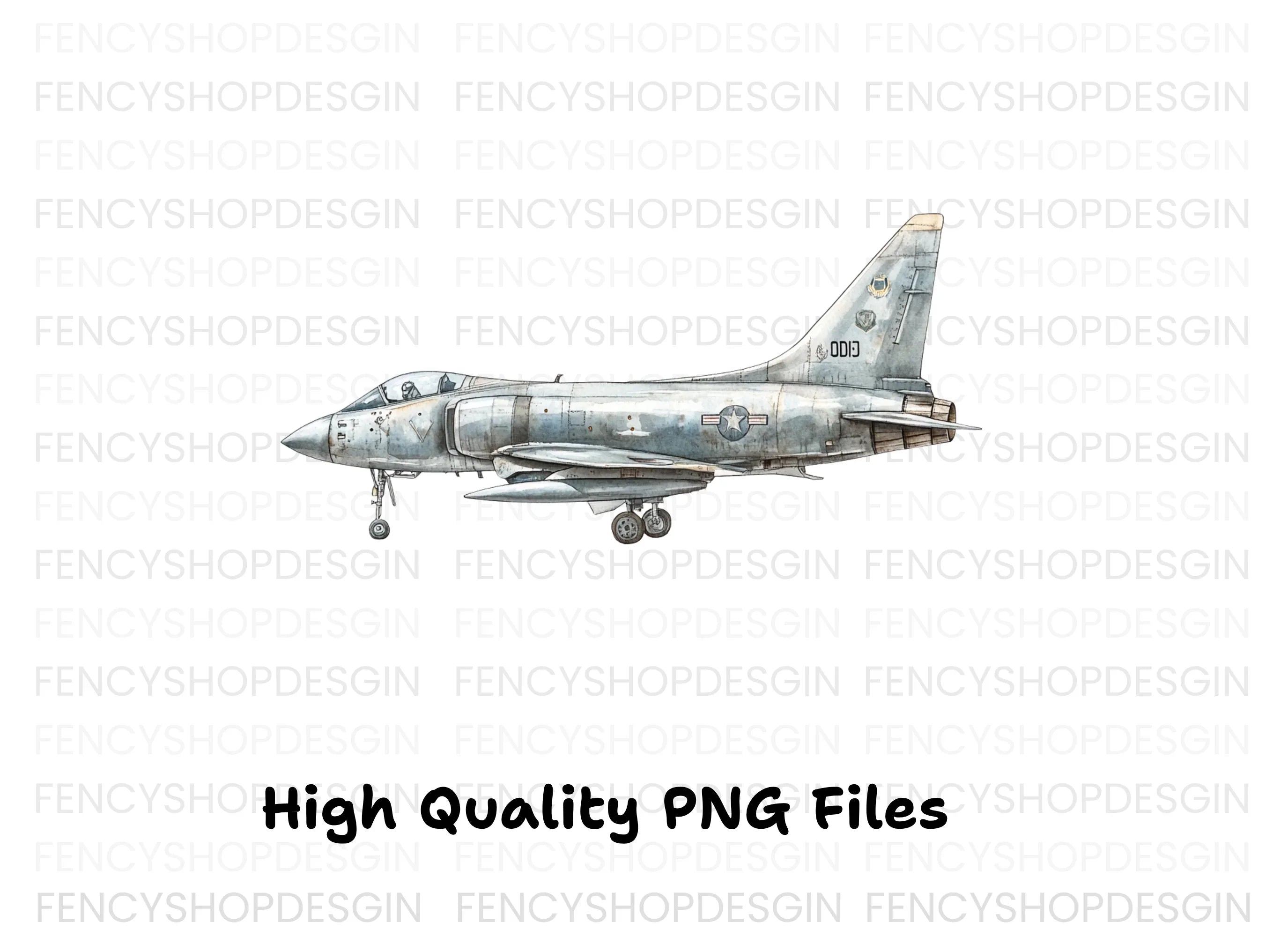 Vintage Military Jet Aircraft Clipart Bundle