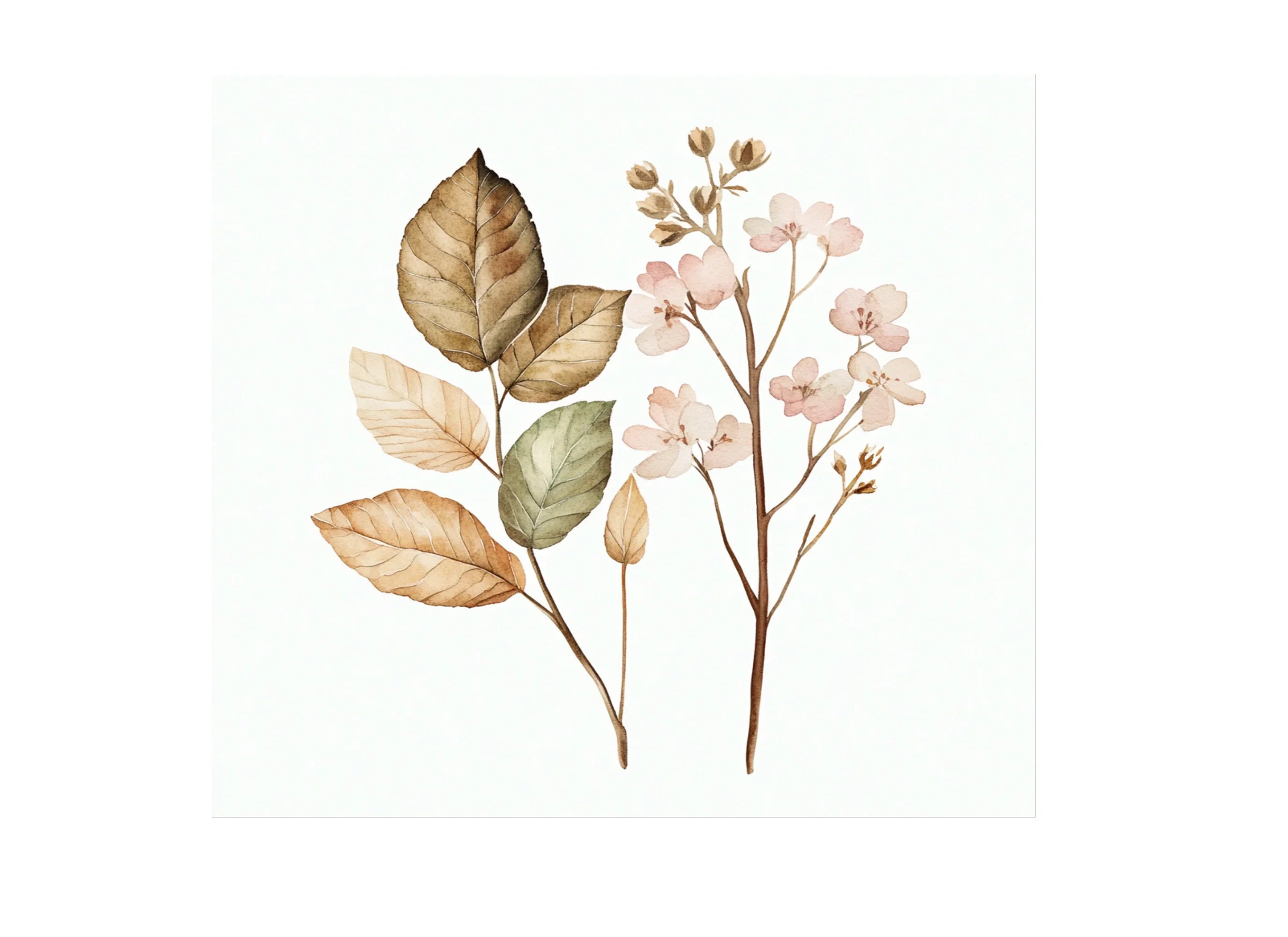 Autumn Leaves Flowers Clipart Bundle