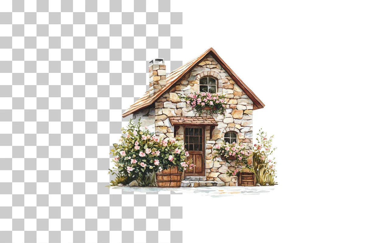Country Cottage Garden House Clipart Bundle - CraftNest - Digital Crafting and Art