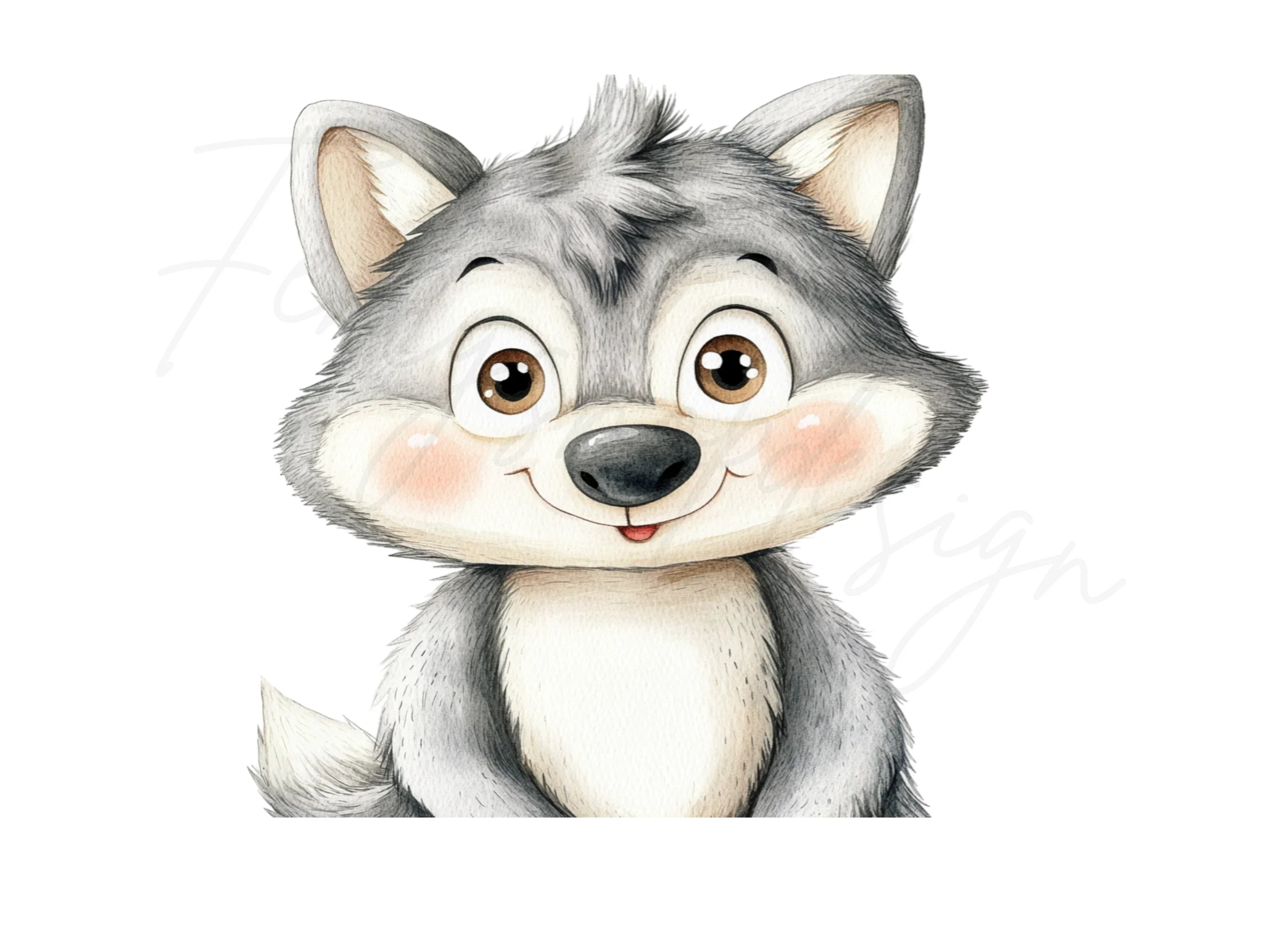 Adorable Baby Wolf Clipart Bundle