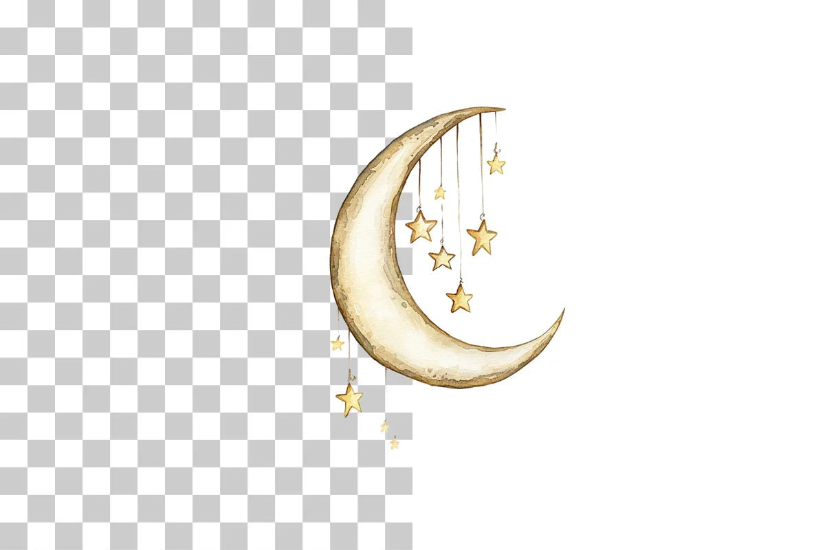 Crescent Moon with Hanging Stars Clipart Bundle - CraftNest - Digital Crafting and Art