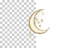 Crescent Moon with Hanging Stars Clipart Bundle - CraftNest - Digital Crafting and Art