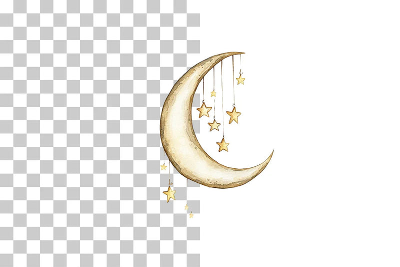 Crescent Moon with Hanging Stars Clipart Bundle - CraftNest - Digital Crafting and Art