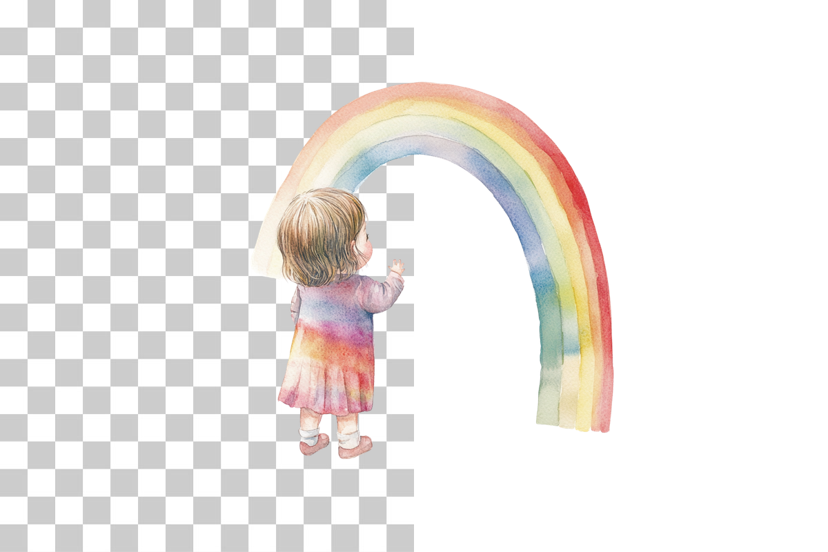 Girl Watching Rainbow Clipart Bundle
