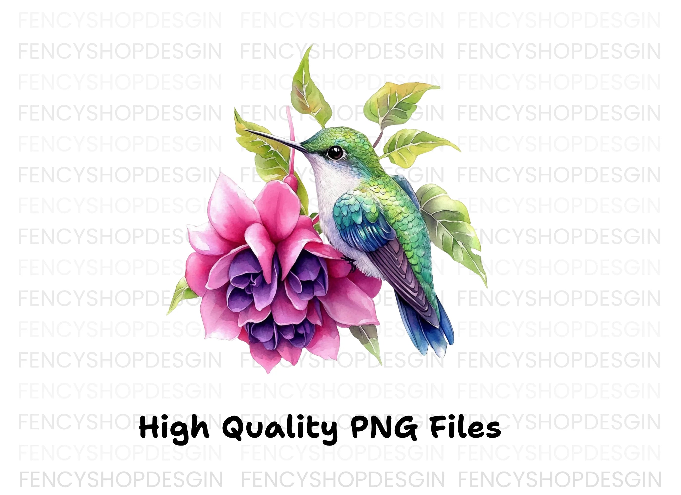 Hummingbird and Dahlia Clipart Bundle
