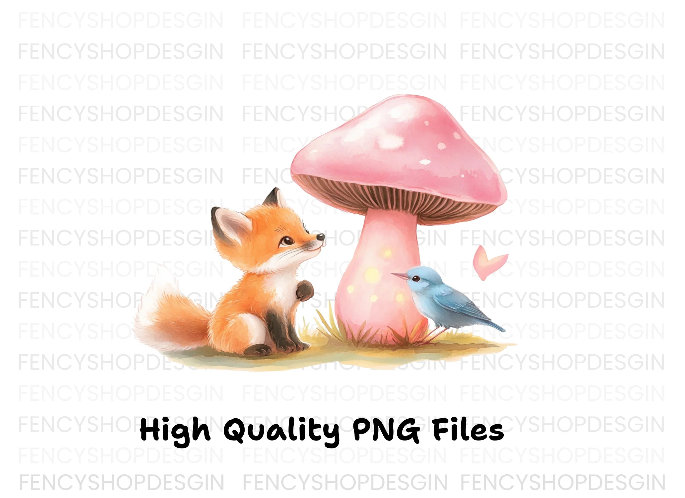 Whimsical Fox and Bird Clipart Bundle