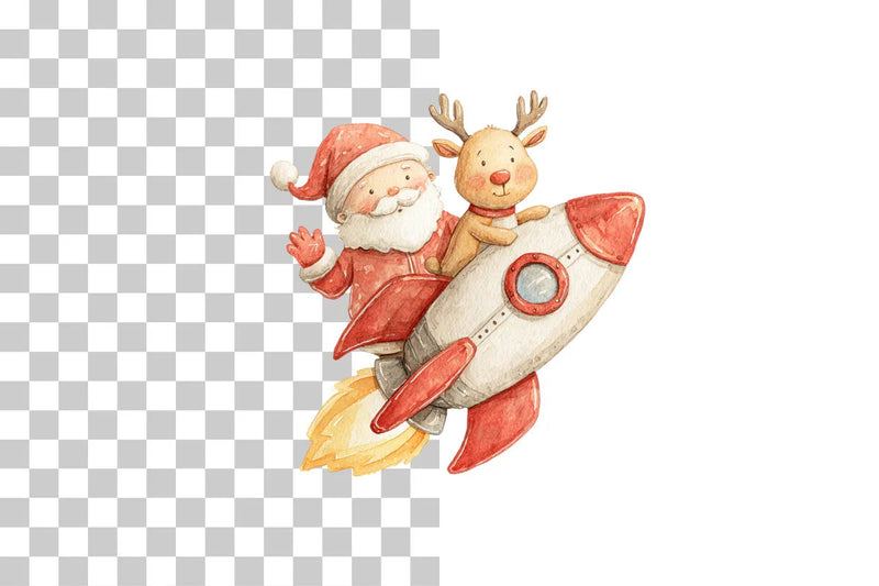 Santa and Reindeer in Space Clipart Bundle - CraftNest - Digital Crafting and Art