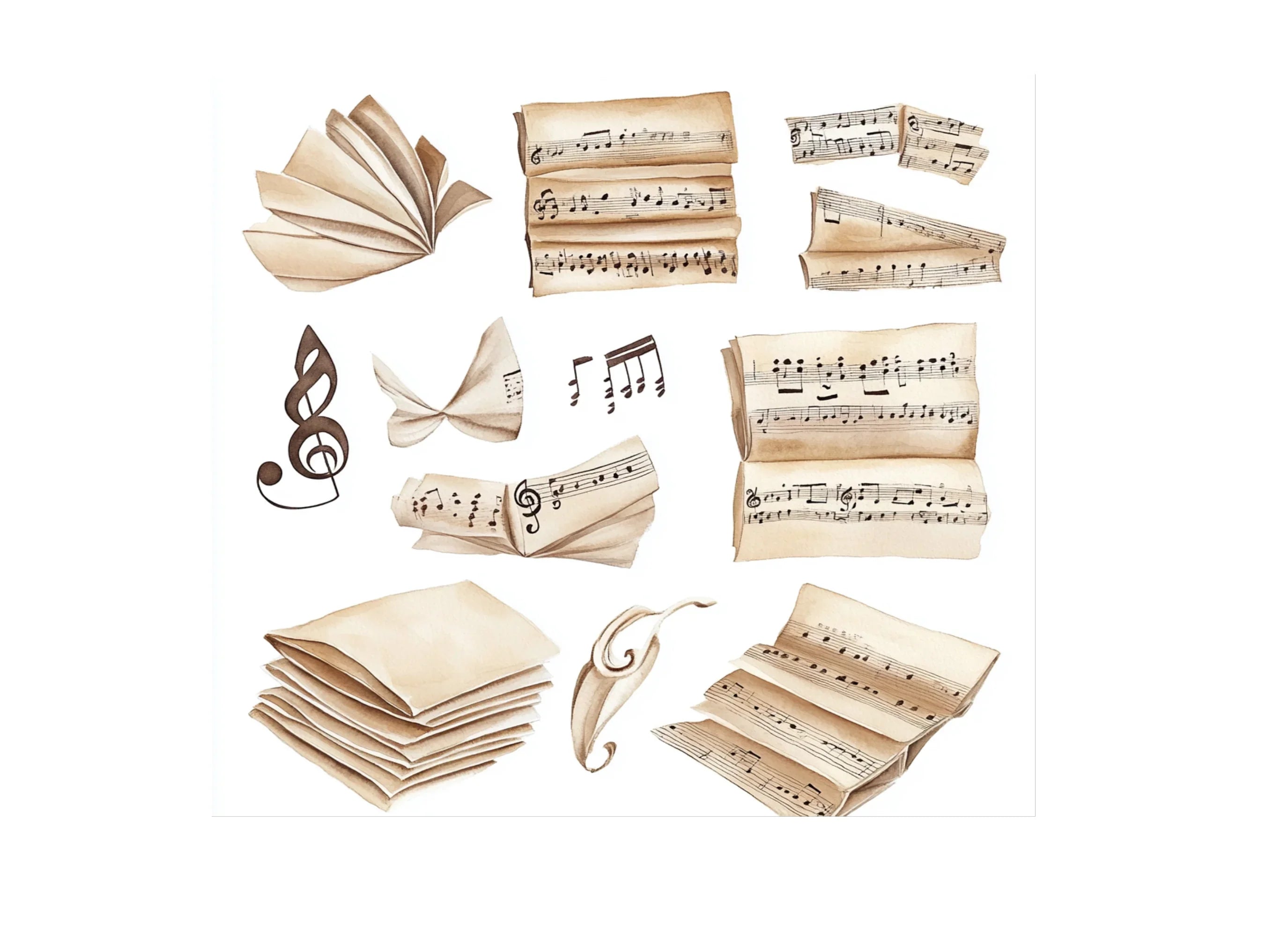 Vintage Sheet Music Clipart Bundle