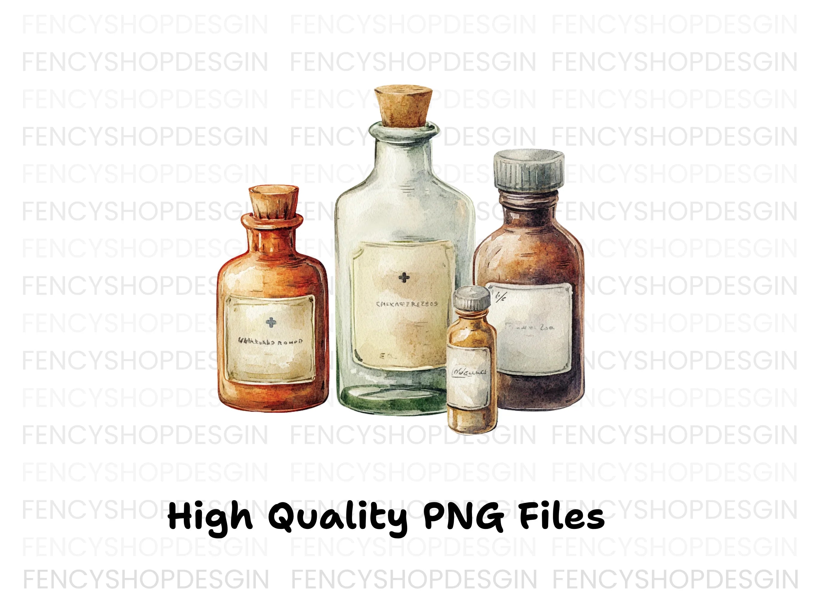 Vintage Apothecary Bottles Clipart Bundle