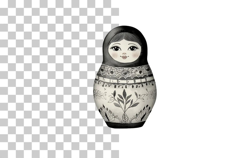 Black and White Matryoshka Doll Clipart Bundle - CraftNest - Digital Crafting and Art