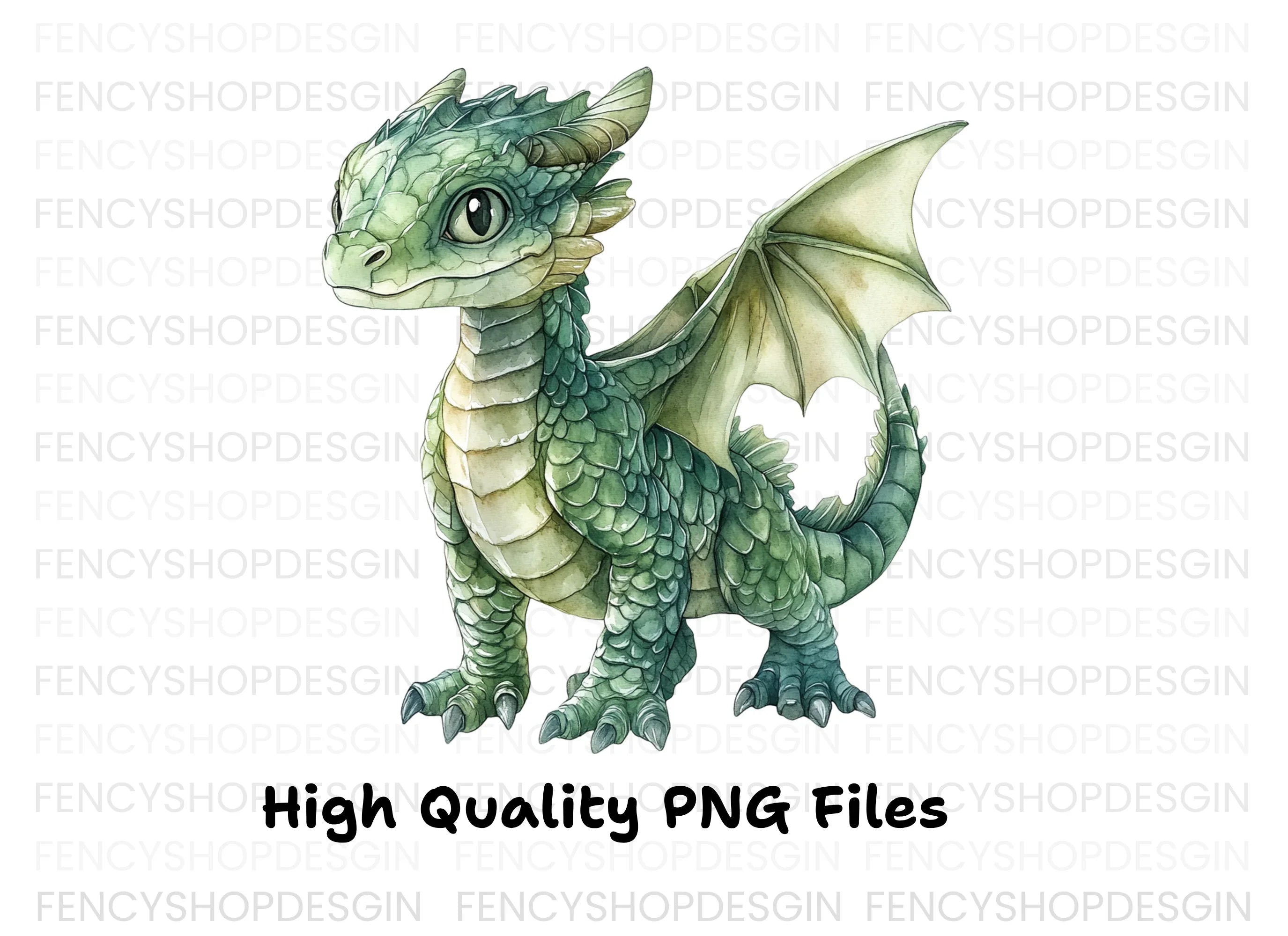 Charming Green Baby Dragon Clipart Bundle