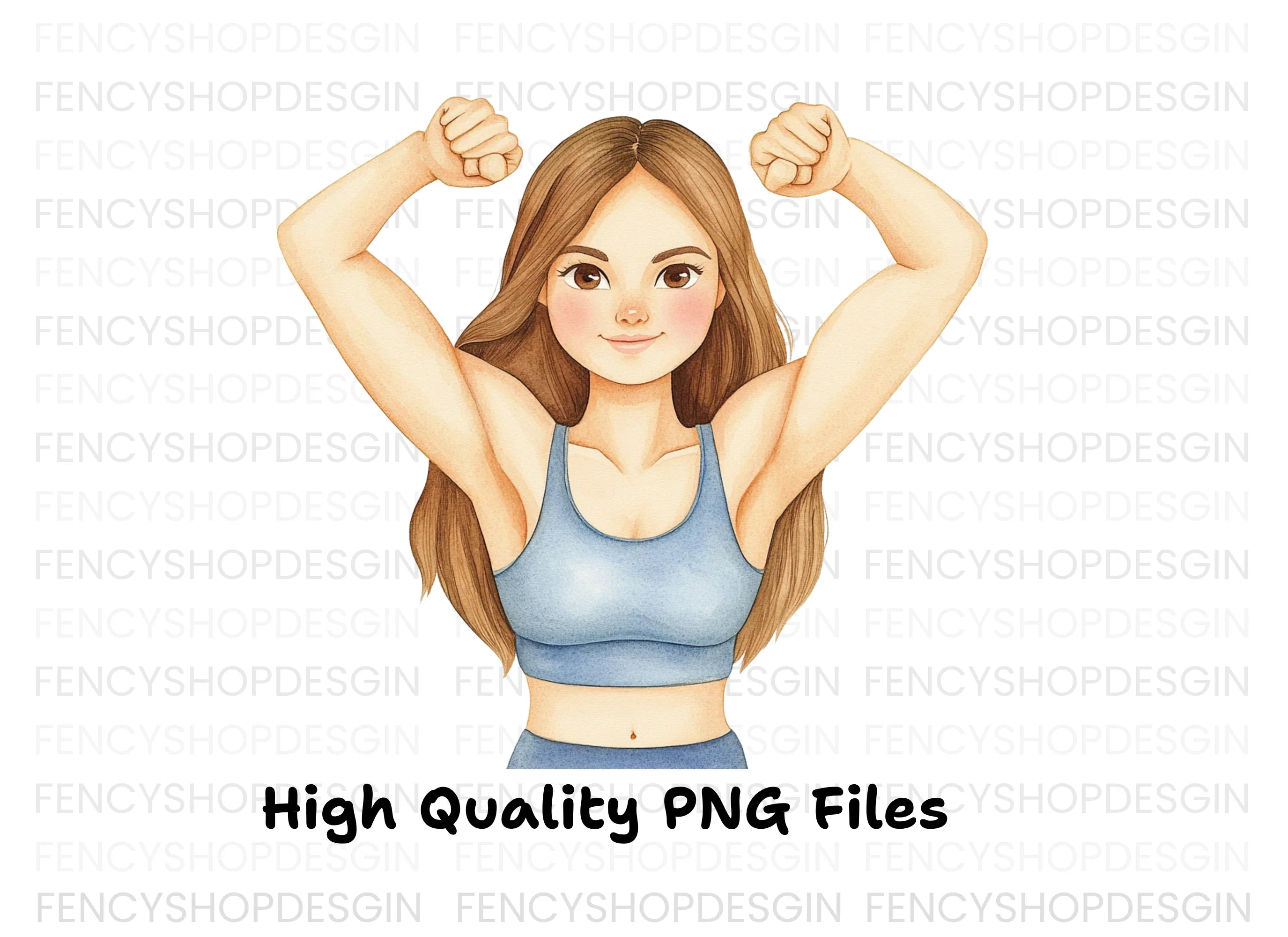 Strong Woman Fitness Power Clipart Bundle