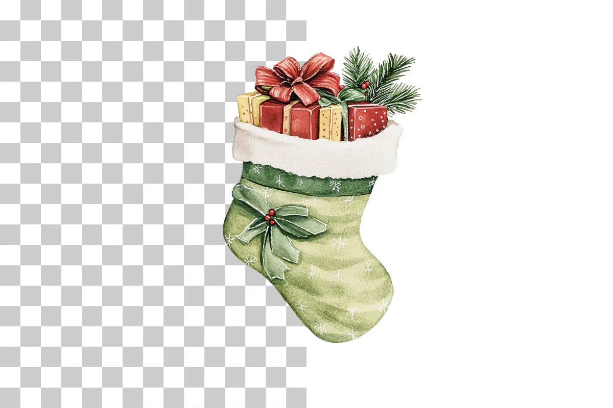 Christmas Stocking Clipart Bundle with Gifts - CraftNest - Digital Crafting and Art