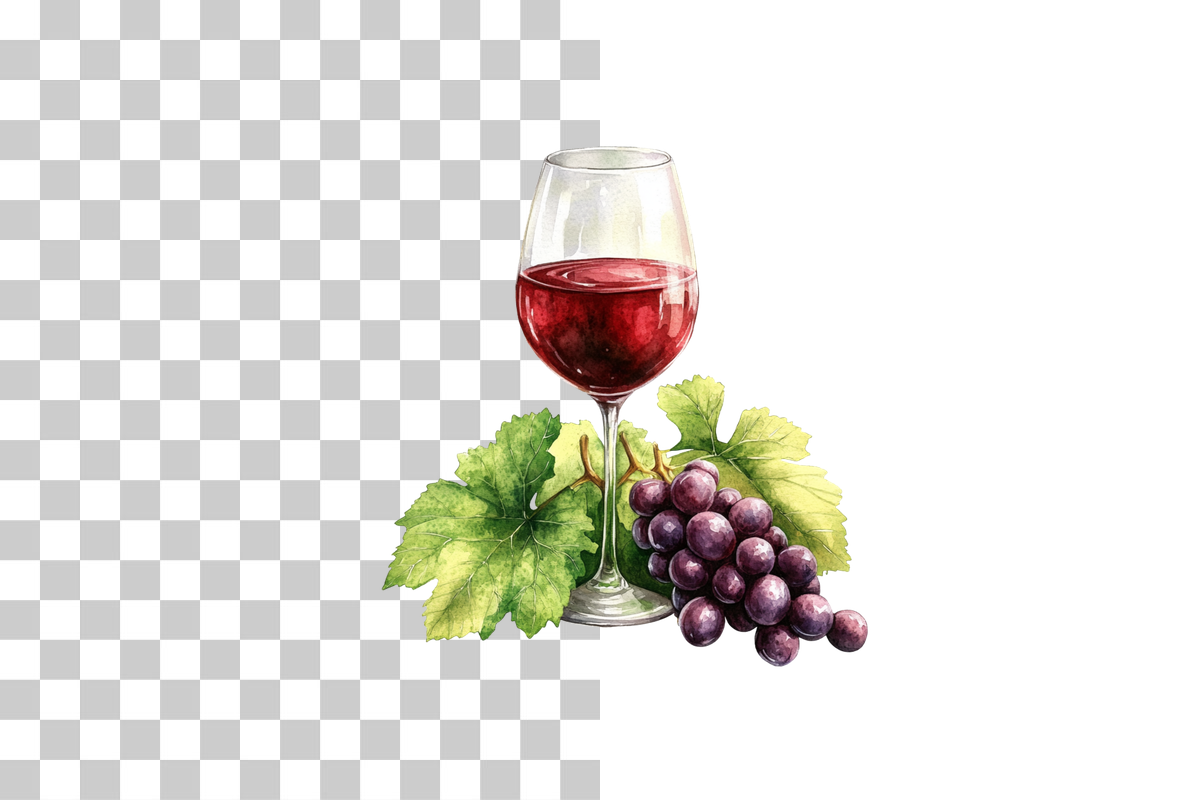 Wine Glass and Grape Vine Clipart Bundle