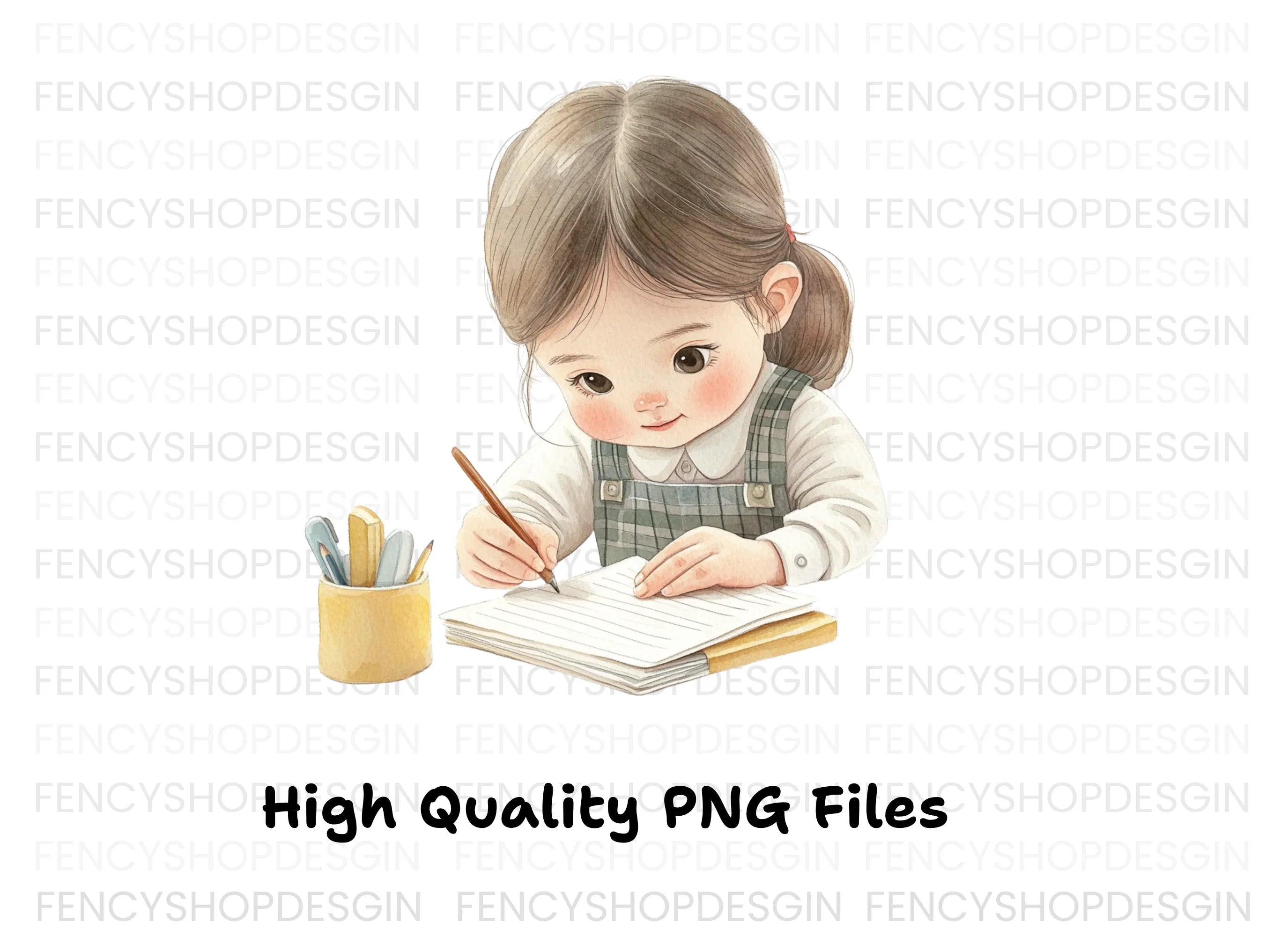 Cute Girls Studying Clipart Bundle