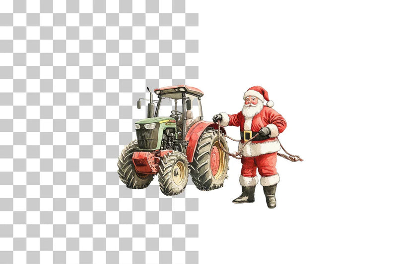 Festive Santa Tractor Farm Christmas Clipart Bundle - CraftNest - Digital Crafting and Art