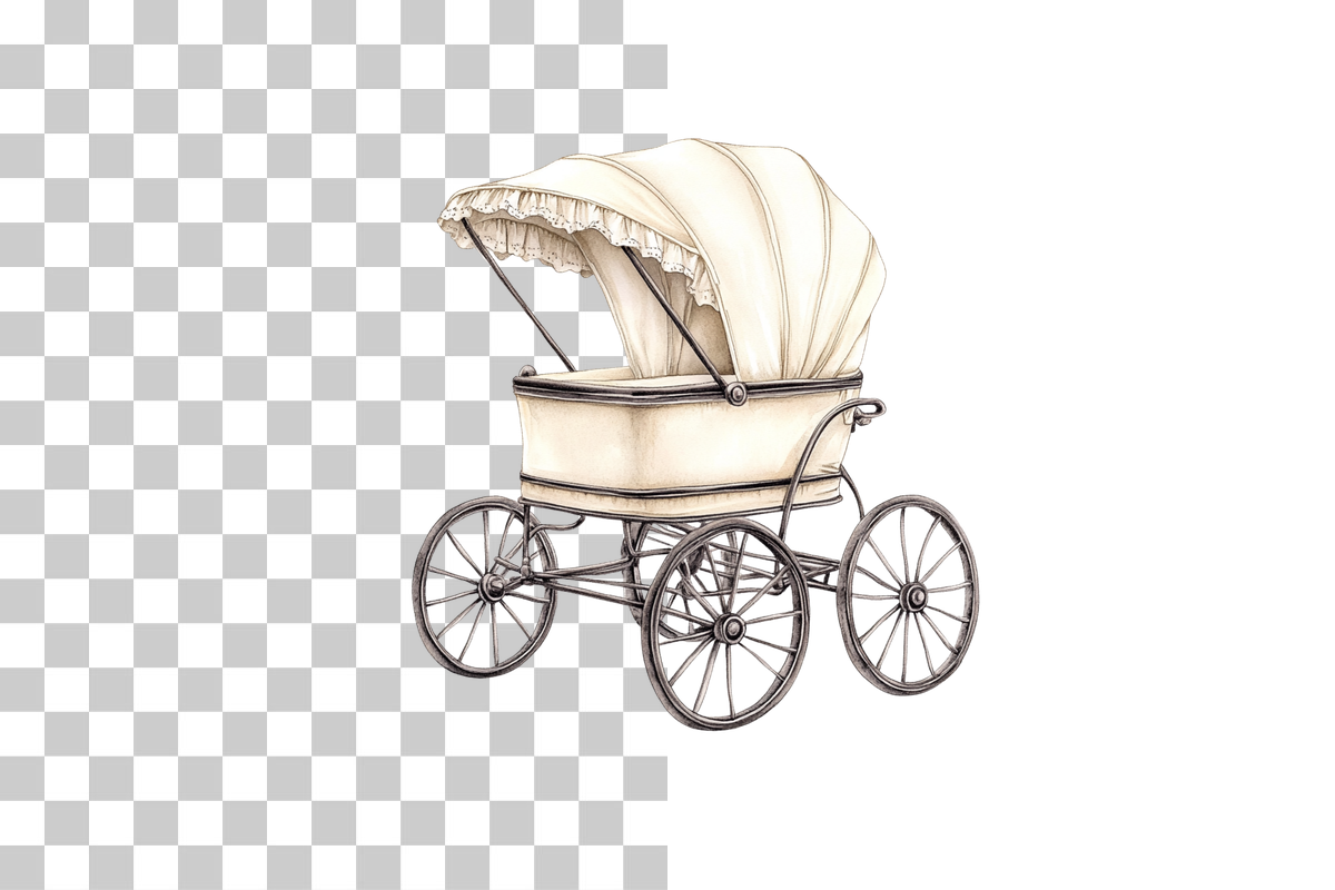 Vintage Baby Carriage Pram Clipart Bundle