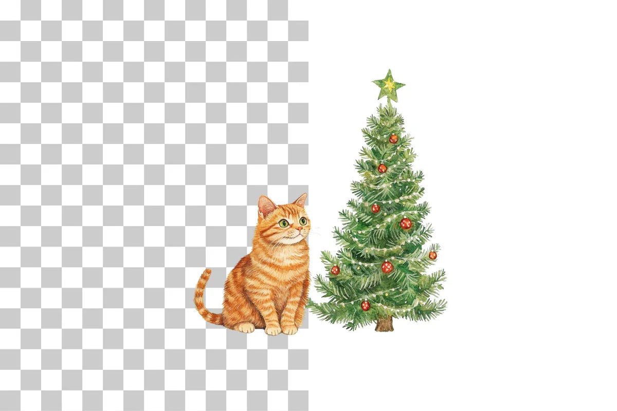 Christmas Cat with Tree Clipart Bundle - CraftNest - Digital Crafting and Art