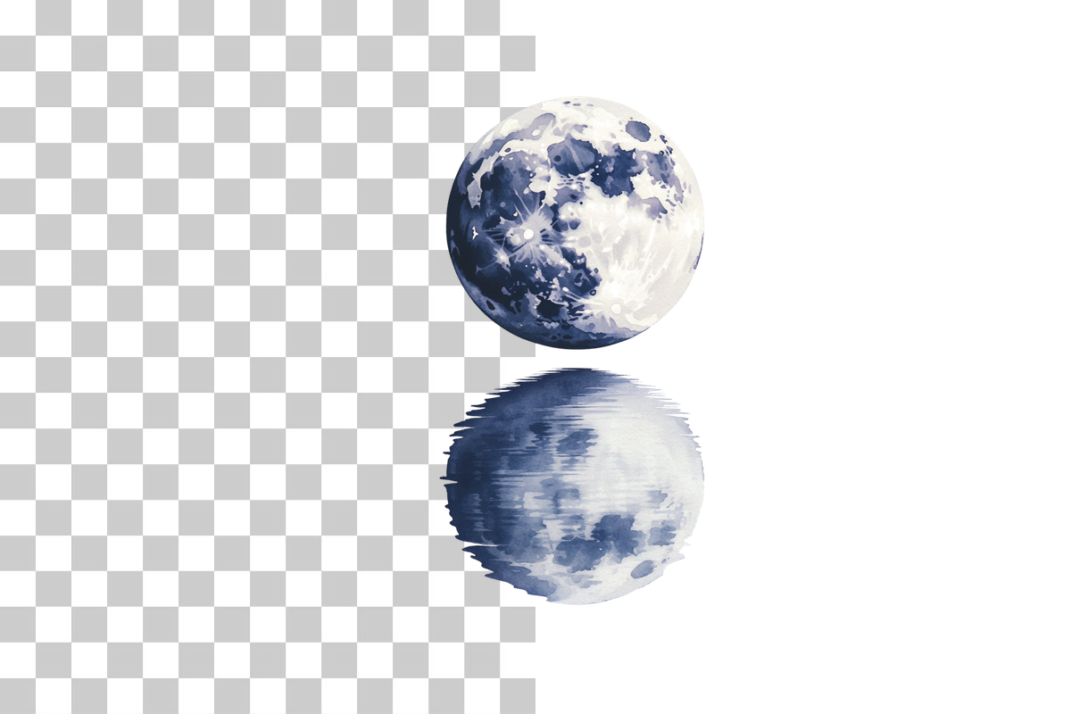 Moon Over Water Reflection Clipart Bundle