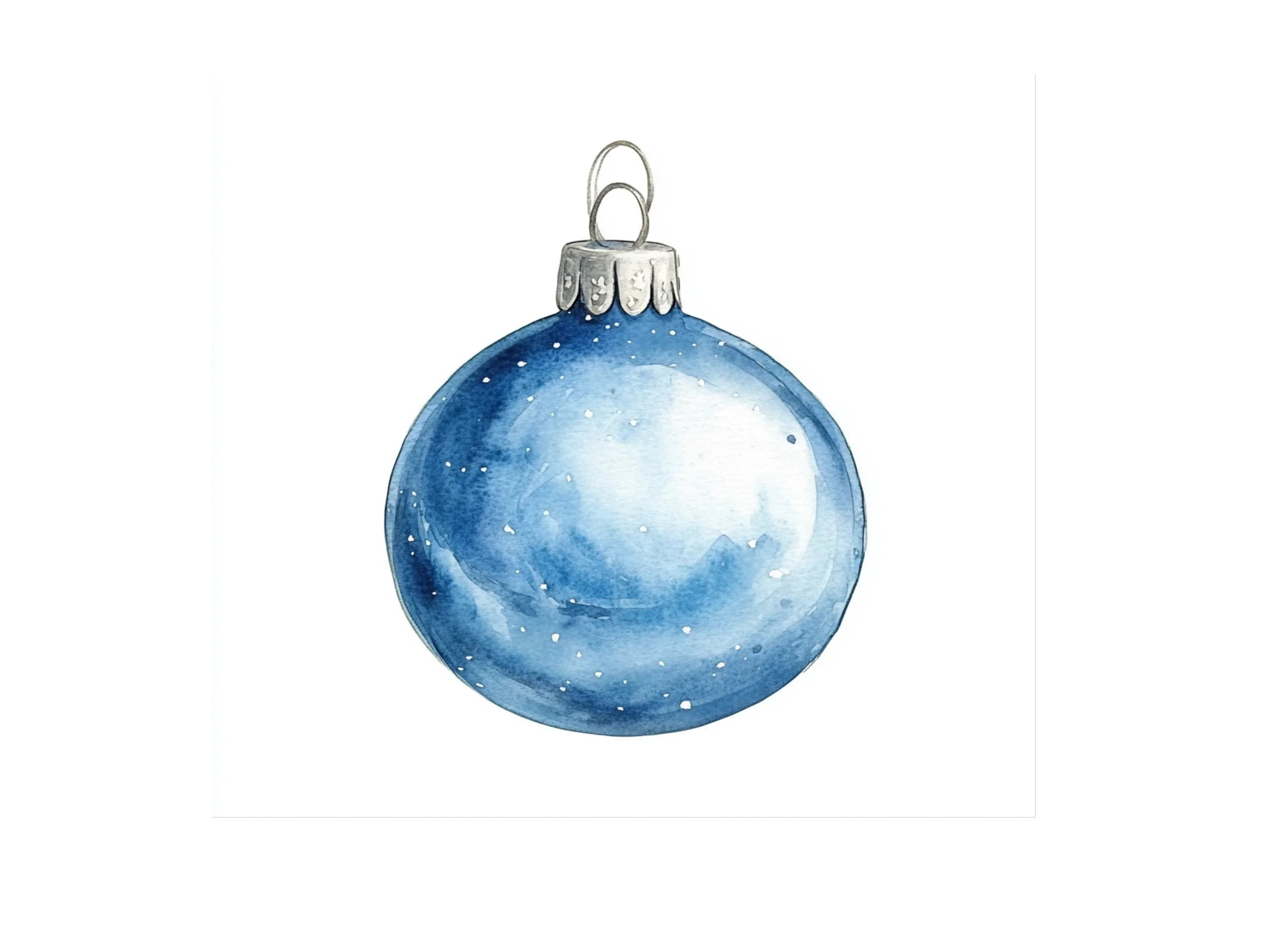 Blue Christmas Ornaments Clipart Bundle