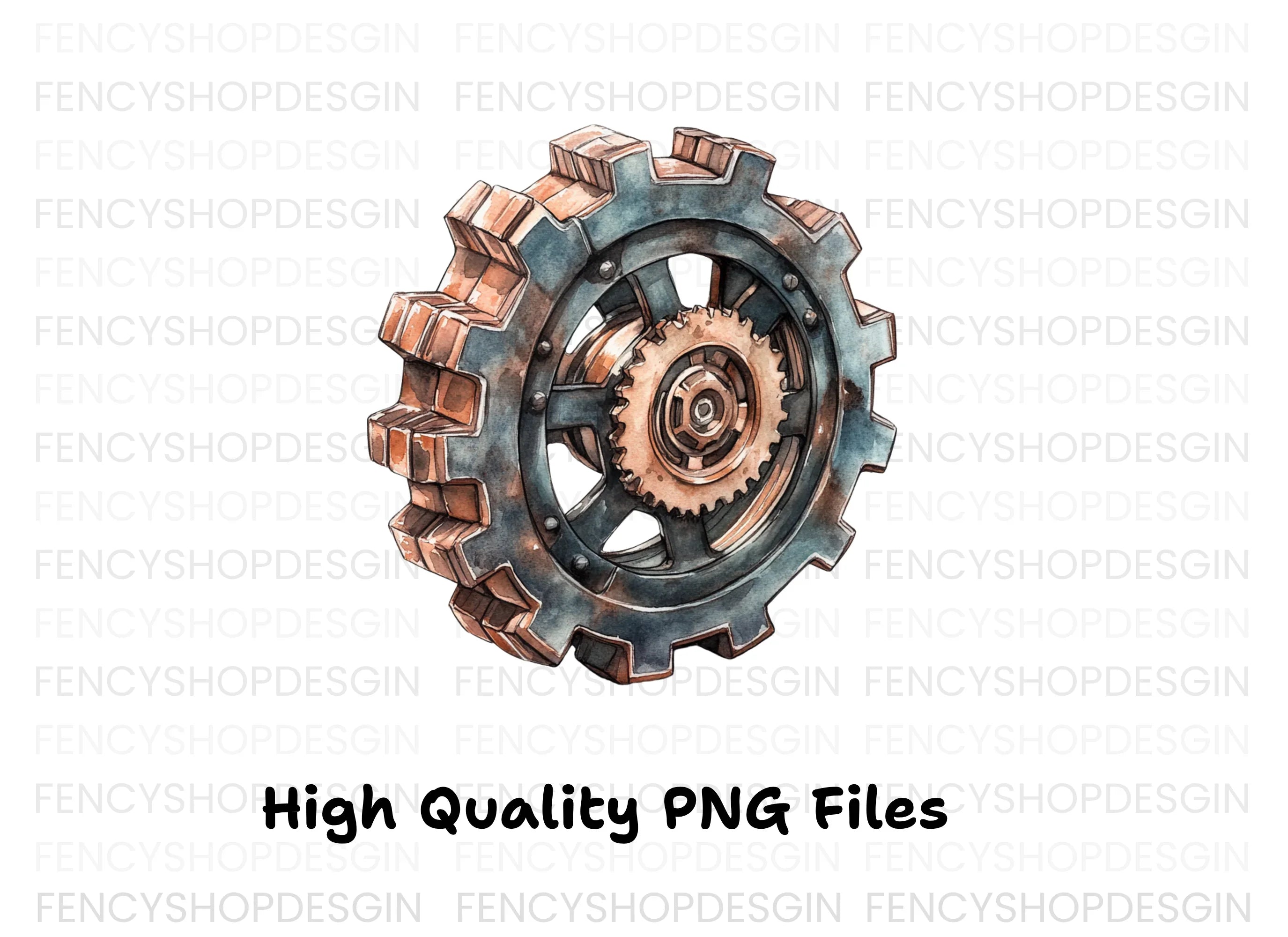Rustic Steampunk Gear Clipart Bundle