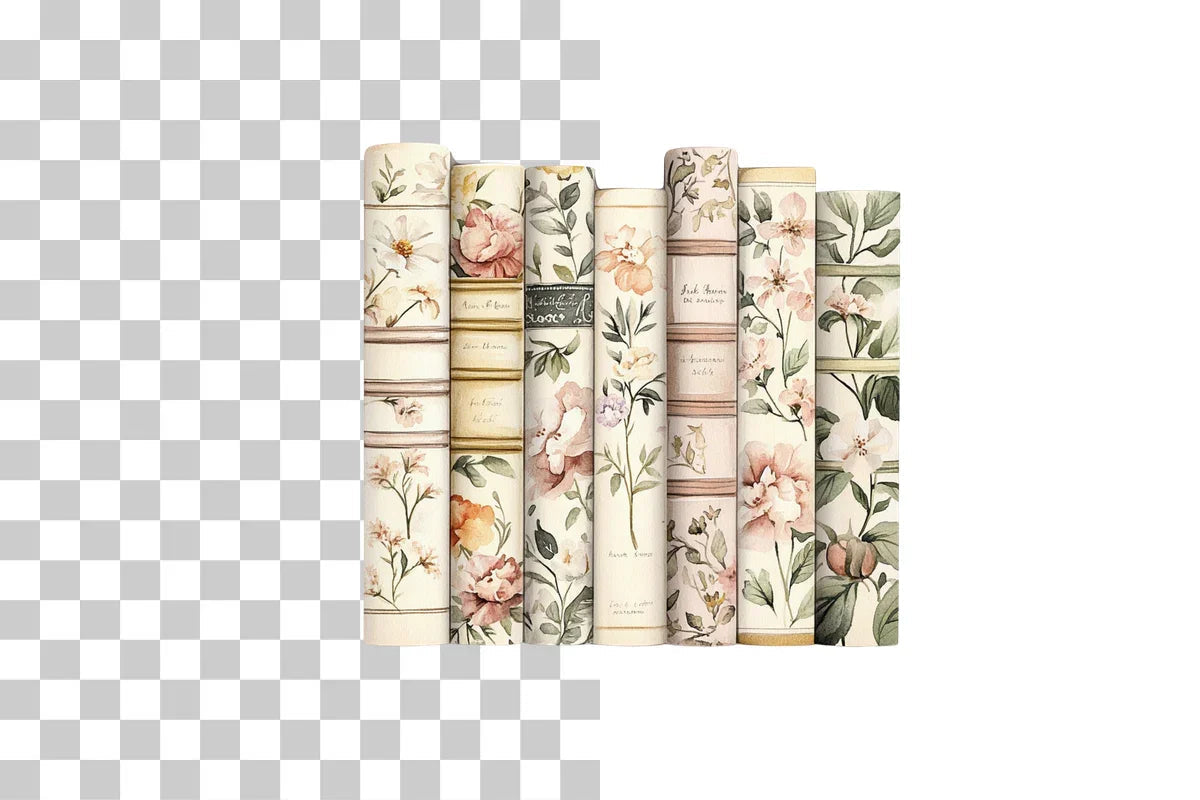 Vintage Floral Books Clipart Bundle - CraftNest - Digital Crafting and Art