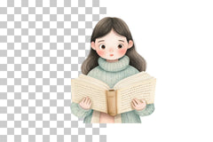 Book Lover Girl Reading Clipart Bundle - CraftNest - Digital Crafting and Art