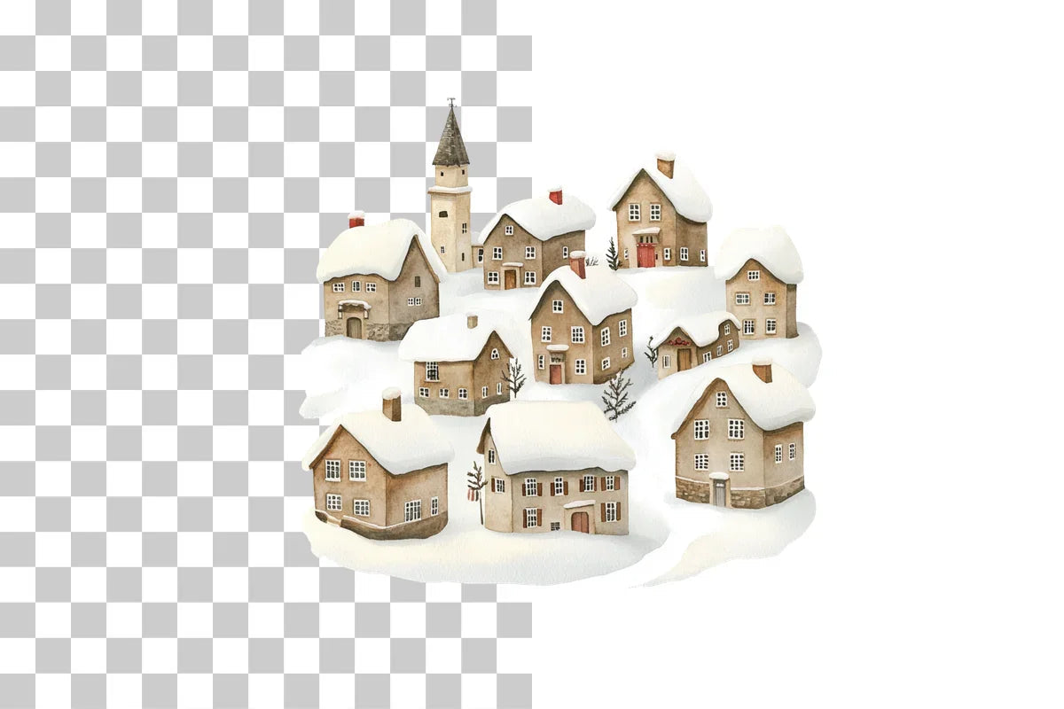 Snowy Christmas Village Clipart Bundle - CraftNest - Digital Crafting and Art